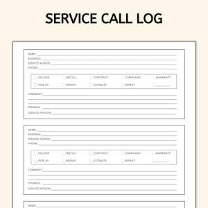 Printable Service Call Log Tracker - Etsy