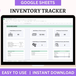 Inventory Management Sheet | Inventory Tracker small business | Stock In and Out Tracker