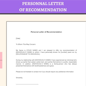 Carta de recomendación, carta de recomendación, carta de recomendación personal