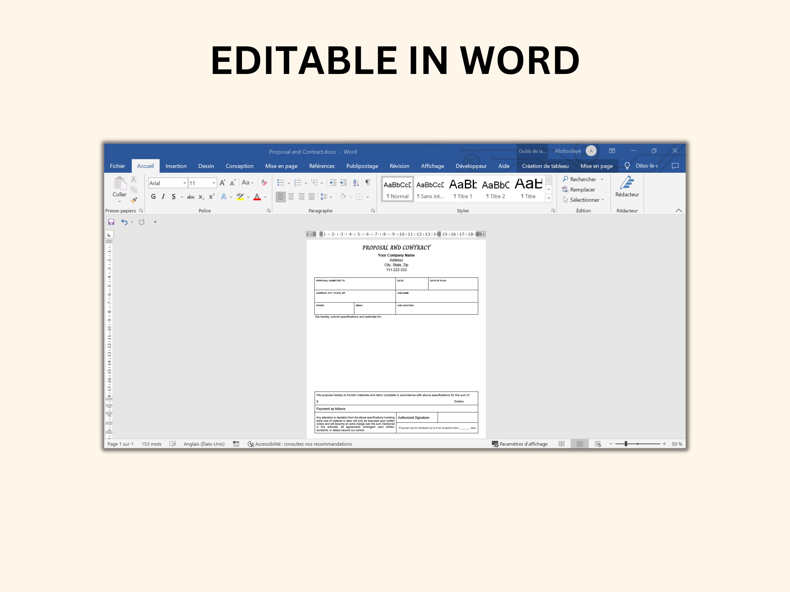 Proposal and Contract Template Word PDF Google Doc - Etsy