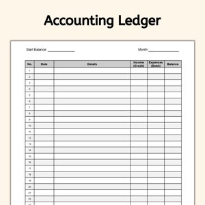 Printable Accounting Ledger, General Ledger Sheets and Money Tracker, Ideal Ledger Paper For Your Small Business Bookkeeping