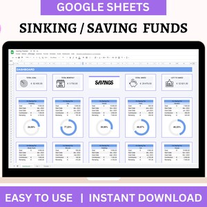 Sinking Funds Tracker Spreadsheet for Google Sheets, Savings Tracker Dashboard, Finance Planner, Sinking Funds Worksheet, Personal Finance