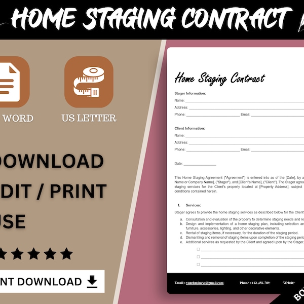 Staging Contract Template Etsy Staging Contract Template Etsy