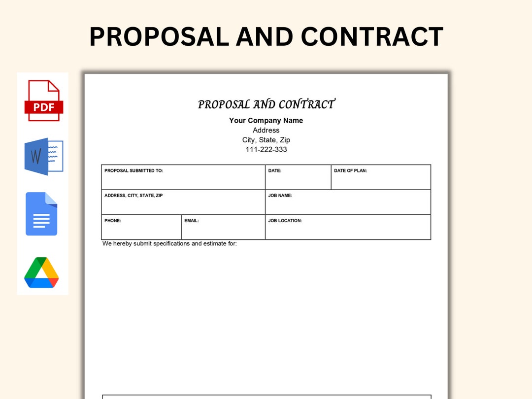 Proposal and Contract Template Word PDF Google Doc - Etsy UK