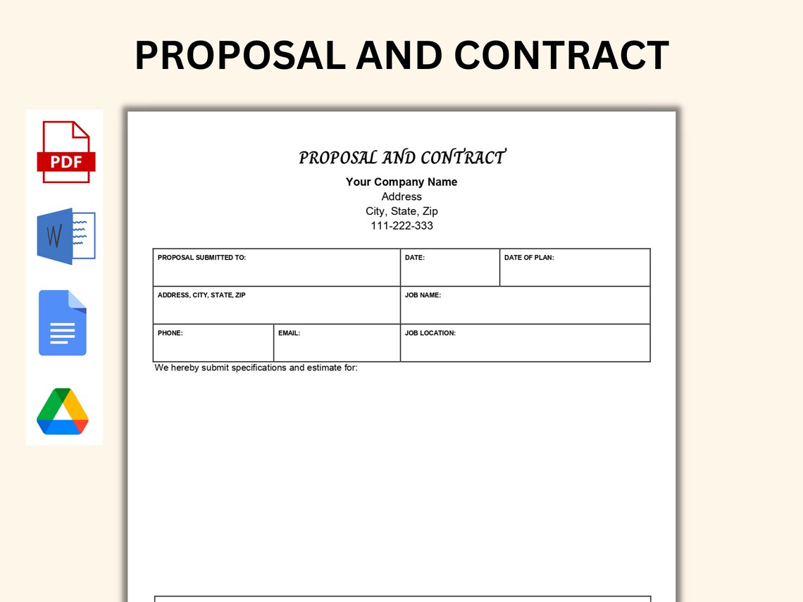 Proposal and Contract Template Word PDF Google Doc - Etsy