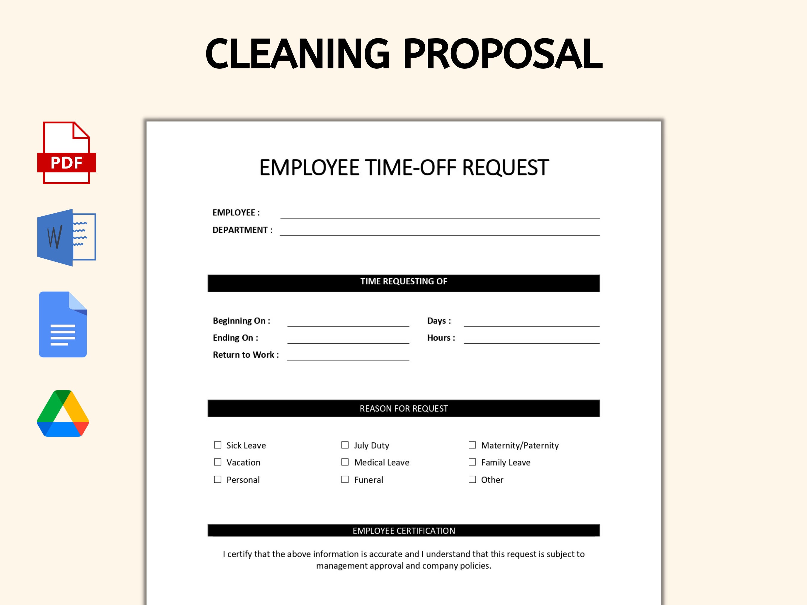 Employee time off request template pto request google sheet etsy