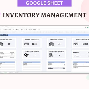Inventory Management Sheet | Inventory Tracker small business | Stock In and Out Tracker