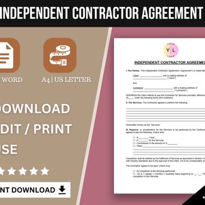 Independent Contractor Agreement Template | Attorney-Written Editable Instant Download | Independent Contractor Contract Template