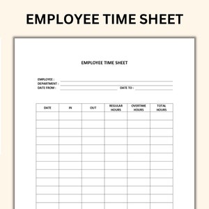 Printable Employee Time Sheet | Work Sheet | Employee Schedule Word PDF Google Doc