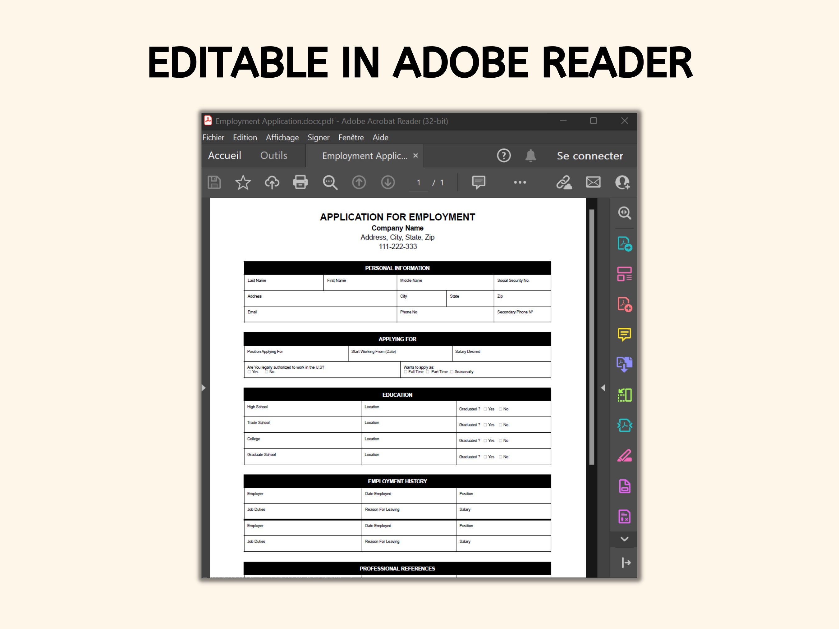 Application for Employment Template Pdf Word Google Doc - Etsy