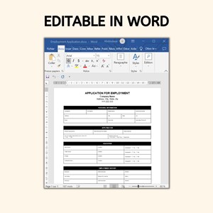 Application for Employment Template Pdf Word Google Doc - Etsy