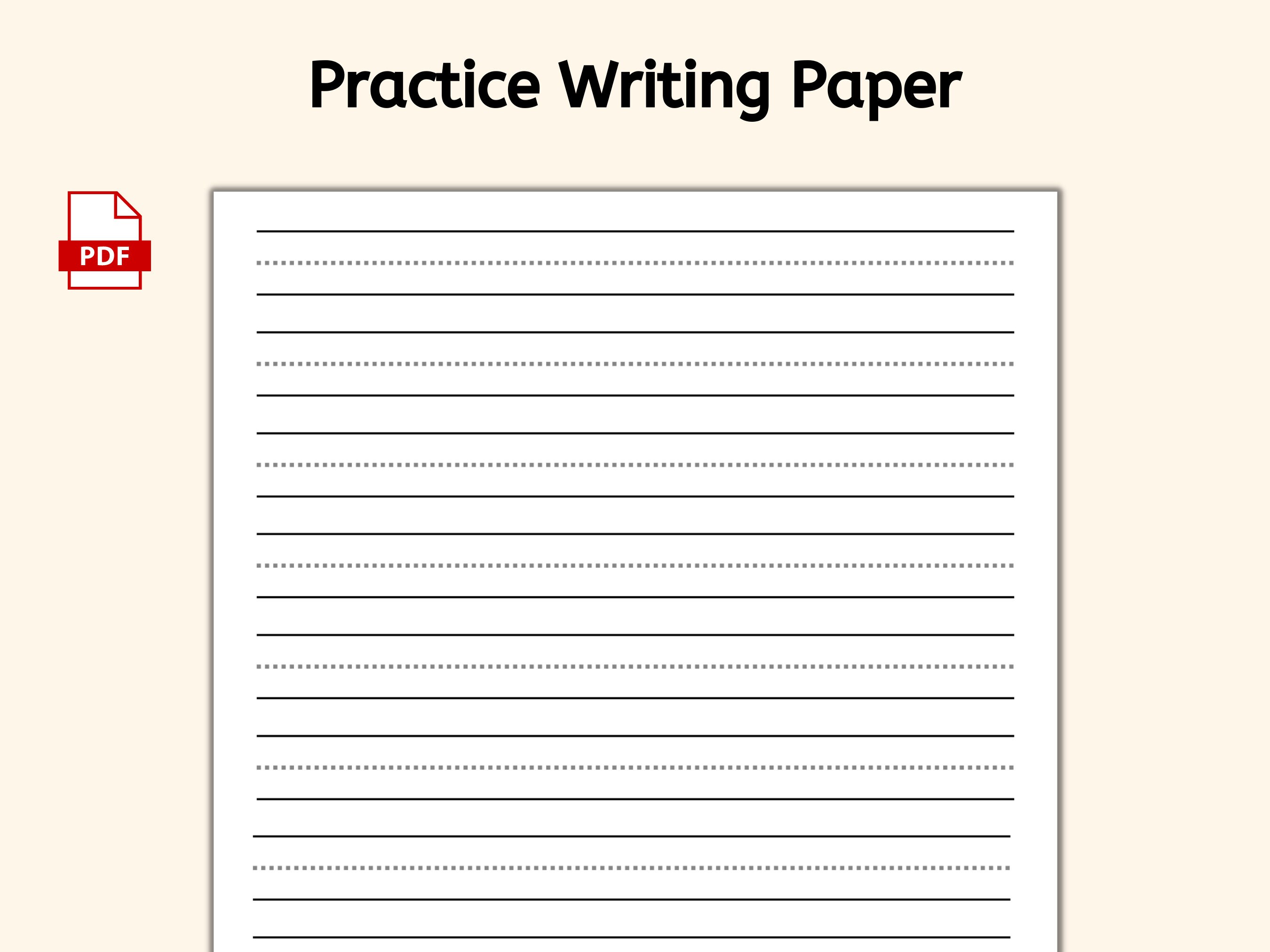 Practice Writing Paper. Handwriting Paper. Penmanship Paper. Writing ...
