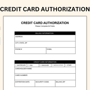 Modèle d'autorisation de carte de crédit PDF Word Google Doc