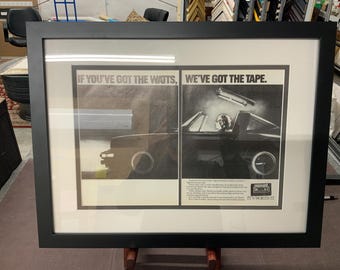 Vintage Original Maxell Blown Away Porsche 911 Targa 2-Page Print Ad Original Custom Framed