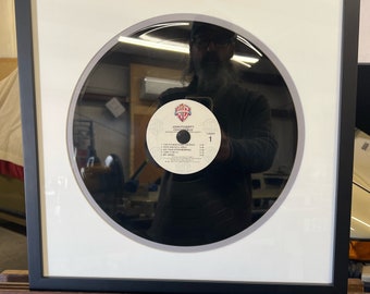 Black 12” LP Record Album Frame Round Mat, 17” x 17” Square, Contemporary Wood, Made-to-Order, Full Customization Available!