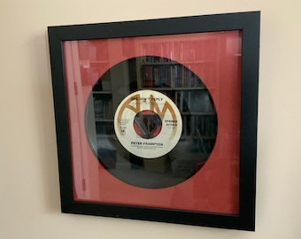 Black 7” 45 Record Frame, 10” x 10” Square, Contemporary Wood, Made-to-Order, Full Customization & Personalization Available!