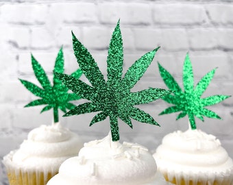 50 Weed Leaf Marijuana 420 Cannabis Party Food Drink Picks Birthday Cake Toppers