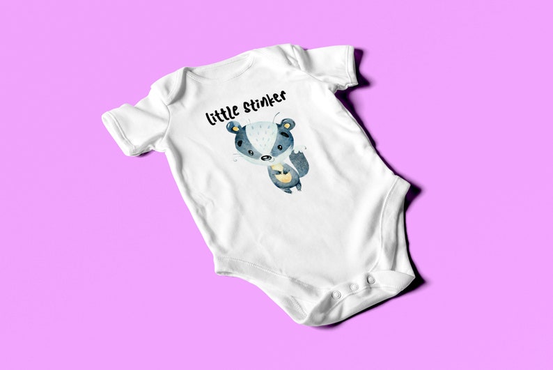 Cute Unisex Animal Baby Bodysuit Little Stinker Skunk Baby Bodysuit