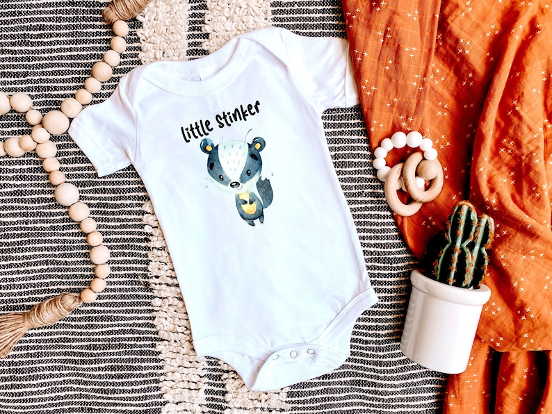 Cute Unisex Animal Baby Bodysuit Little Stinker Skunk Baby Bodysuit