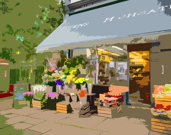 Highgate Print Pack, 3 x North London Prints, London Landmarks, London Skyline, Wall Art, N10, Highgate Village, London Tube Station