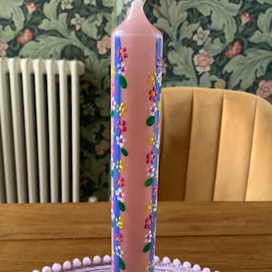 Spring Floral Candle - Hand Painted Candle - Flower Candle - Dinner Candle - Tapered Candle - Tablescape - Dining - Home Decor