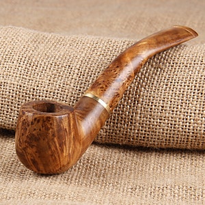 Original Design Windproof Briar wood 9mm Handmade Briar Pipes\uff0c Tobacco Pipe Deepened Handmade Wood Pipe Irish Heather Solid Wood Pipe