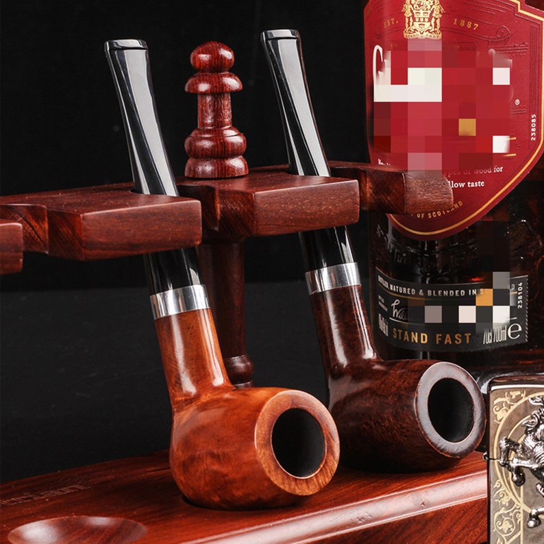 Original Design Windproof Briar wood 9mm Handmade Briar Pipes\uff0c Tobacco Pipe Deepened Handmade Wood Pipe Irish Heather Solid Wood Pipe