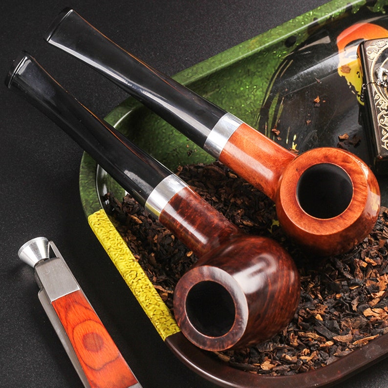 Original Design Windproof Briar wood 9mm Handmade Briar Pipes\uff0c Tobacco Pipe Deepened Handmade Wood Pipe Irish Heather Solid Wood Pipe