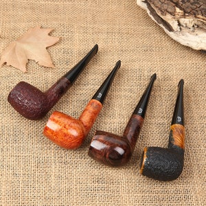 Original Design Windproof Briar wood 9mm Handmade Briar Pipes\uff0c Tobacco Pipe Deepened Handmade Wood Pipe Irish Heather Solid Wood Pipe