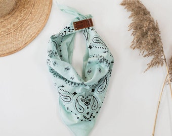 Bandana with Leather Loop (Customizable) Seabreeze