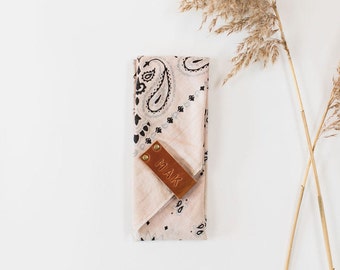 Tan Bandana with Leather Loop (Customizable)