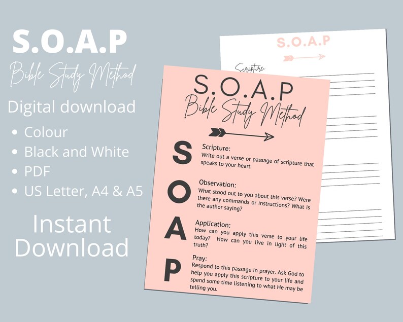 S O A P Bible Study Journal Printable SOAP Method Etsy S O A P Bible Study Journal Printable SOAP Method Etsy