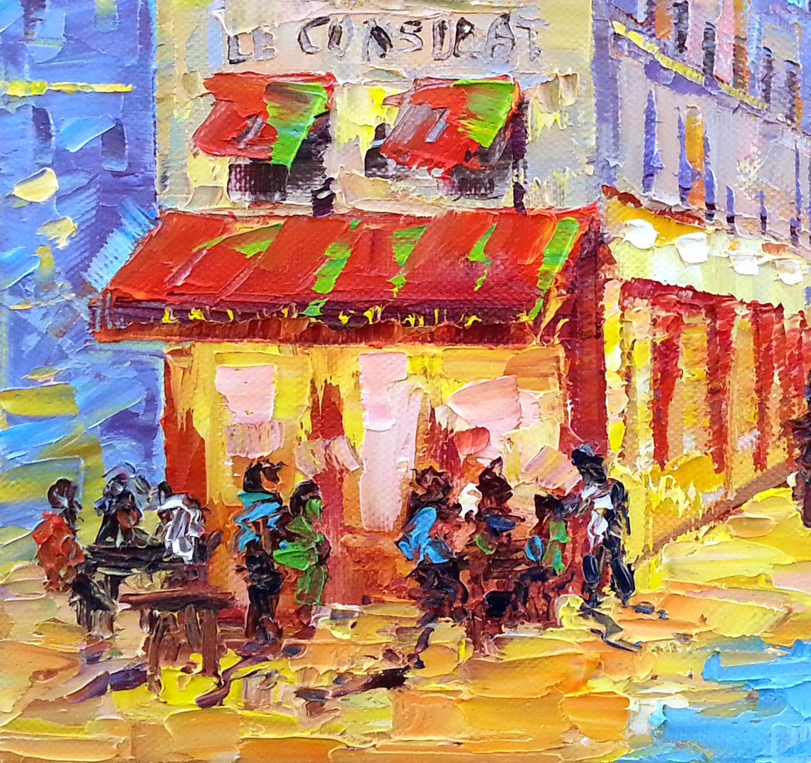 Montmartre Painting Paris Original Art Montmartre Сafe Etsy