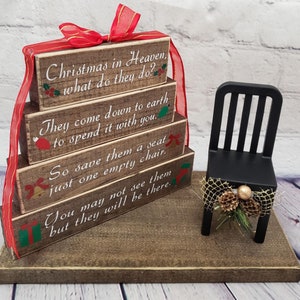 Christmas In Heaven Chair Wood Decor Memorial Piece image 4