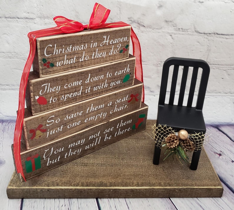 Christmas In Heaven Chair Wood Decor Memorial Piece image 4