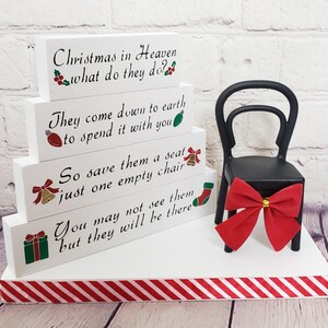 Christmas In Heaven Chair Wood Decor Memorial Piece image 2