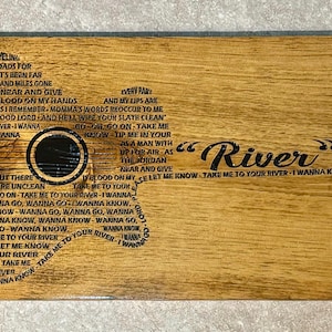 Customizable Engraved Lyric Guitar Personalized Wood Sign