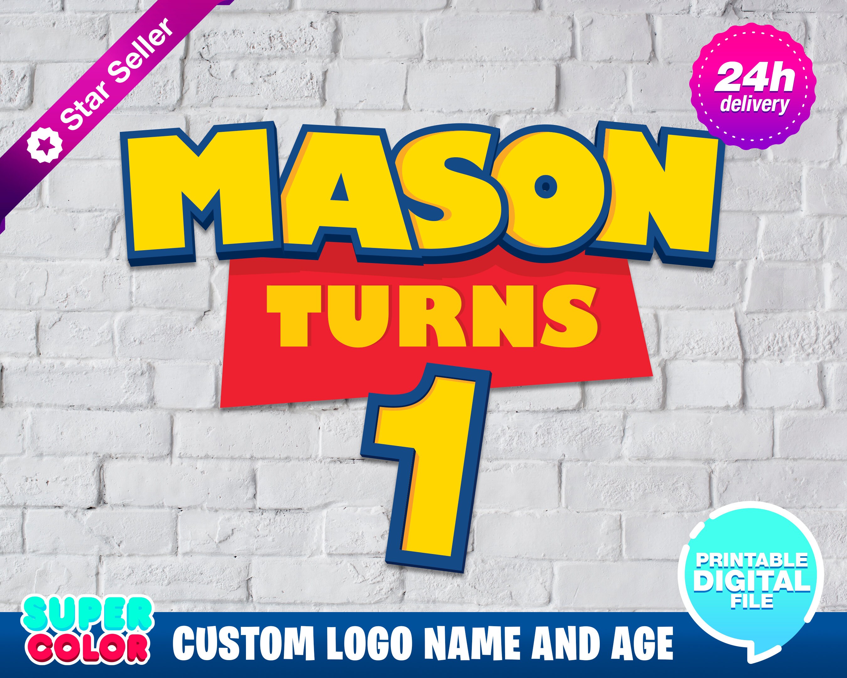 Toy Story Custom Logo With Name and Age - Etsy Sweden
