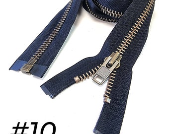 Fermeture éclair séparable YKK Taille 10 en Métal - Finition Vieux Laiton - Pour les projets de Couture Vintage et la réparation de blousons