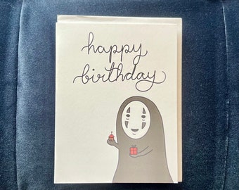 No face inspired card - Happy Birthday card - Studio Ghibli inspired