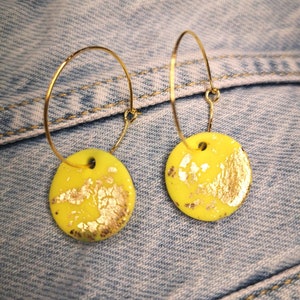 SOL Yellow & Gold Leaf Earrings (blue backs) | Statement Earrings | Summer Earrings | Modern Earrings | Handmade Earrings