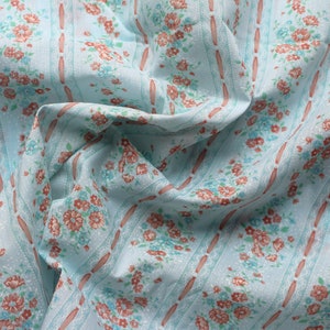 Floral Stripe Vintage Fabric, Wamsutta OTC, By the Half Yard
