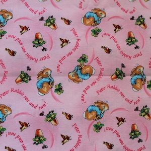 Peter Rabbit Vintage Fabric, Frederick Warne Co. 2001, Beatrix Potter, 32 in. x 43 in.