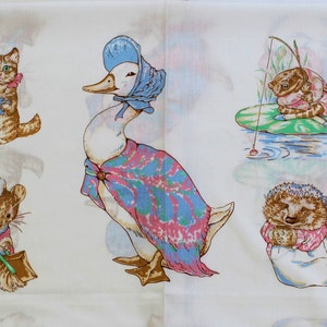 Vintage Beatrix Potter Panel, Peter Rabbit, Jemima Puddle Duck, Tom Kitten, Frederick Warne and Co 1992