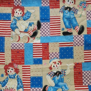 Raggedy Ann Friends Patch, Raggedy Ann and Andy Fabric, Daisy Kingdom #998,  Out of Print