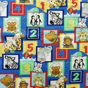 Counting Two By Two Noah's Ark Fabric, Patty Reed Designs 2006 Laurie Campbell La-di-draw,  for Fabric Traditions, by the half yard