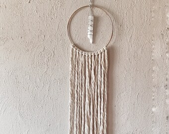 Selenite Dream Catcher | Bohemian | Wrapped Crystals | Gemstone | Eclectic | Handmade
