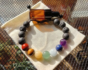 Chakra Diffuser Bracelet | Genuine Gemstones | Essential Oils