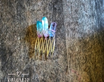 Cotton Candy Quartz Hair Comb Clip