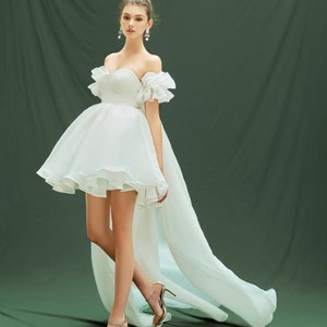 Mini Wedding Dress/ Short Sleeves Dress/ Bridal Dress/ Engagement Dress/ Short Wedding Dress/ Baby Doll Dress RS51